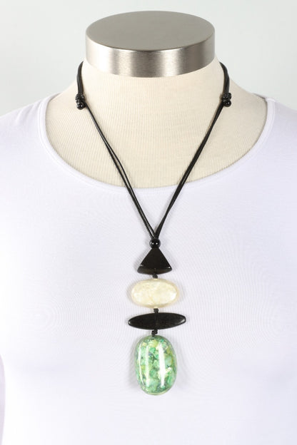 Stacked Necklace - Black Ivory & Green