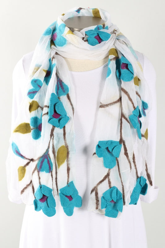 Flower Blossom Scarf - Turquoise