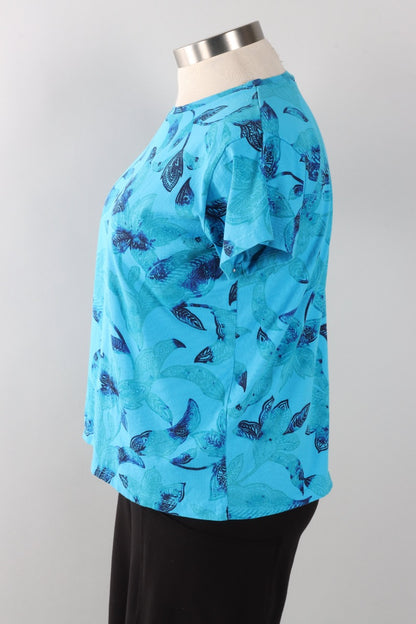 Short Sleeve Crew Plus - Methyl Blue Island Floral Print