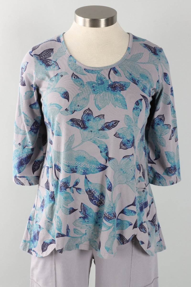 Scallop Tunic - Platinum Island Floral Print