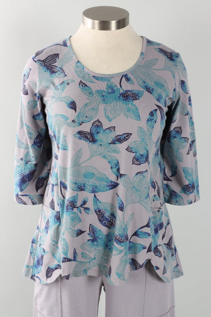 Scallop Tunic - Platinum Island Floral Print