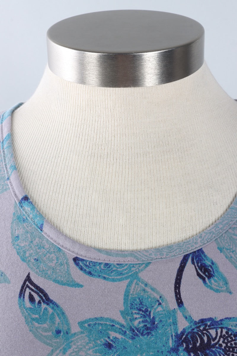 Scallop Tunic Plus - Platinum Island Floral Print