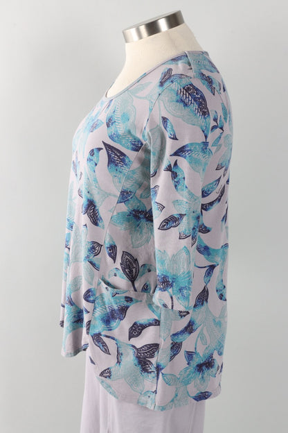 Scallop Tunic Plus - Platinum Island Floral Print