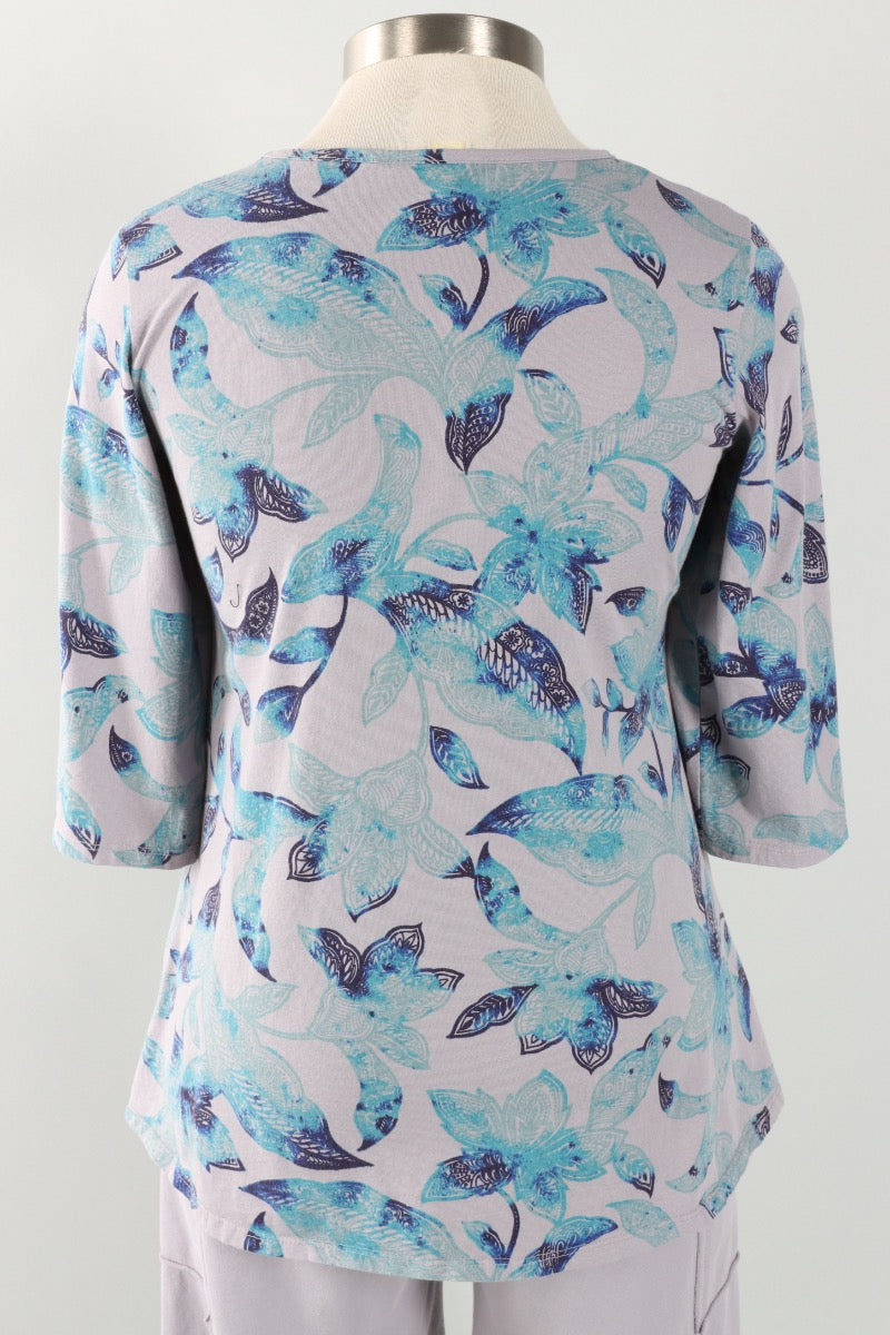 Scallop Tunic - Platinum Island Floral Print