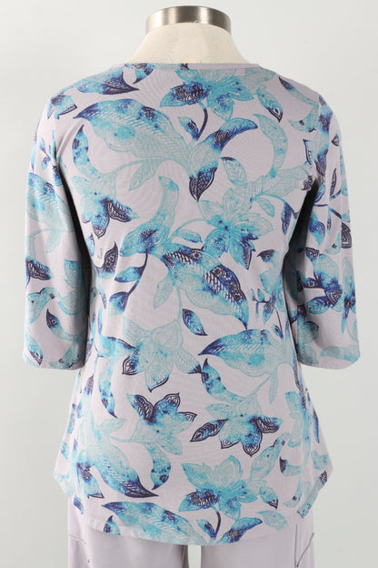 Scallop Tunic Plus - Platinum Island Floral Print