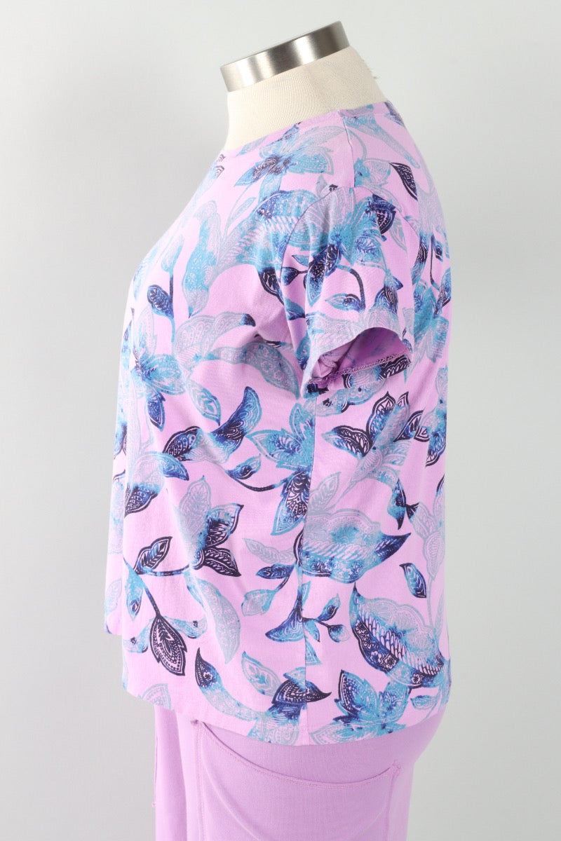 Short Sleeve Crew  Plus- Tulip Island Floral Print