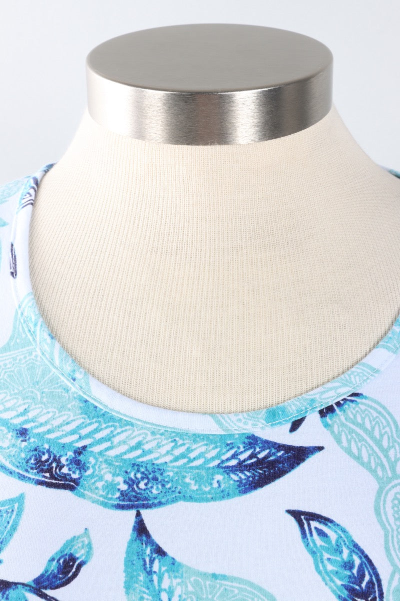 Scallop Tunic Plus - Powder Blue Island Floral Print