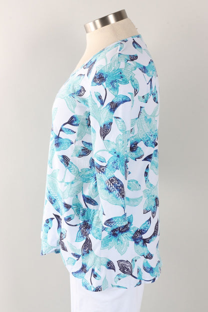 Scallop Tunic - Powder Blue Island Floral Print