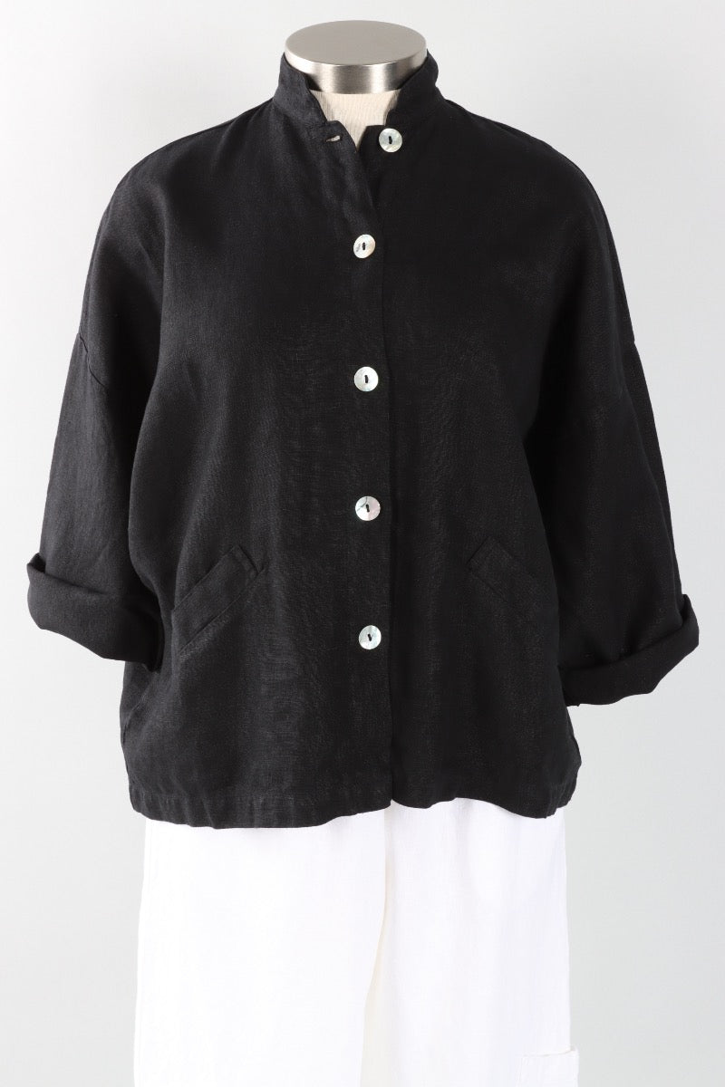 Danuta Jacket - Black Heavy Linen