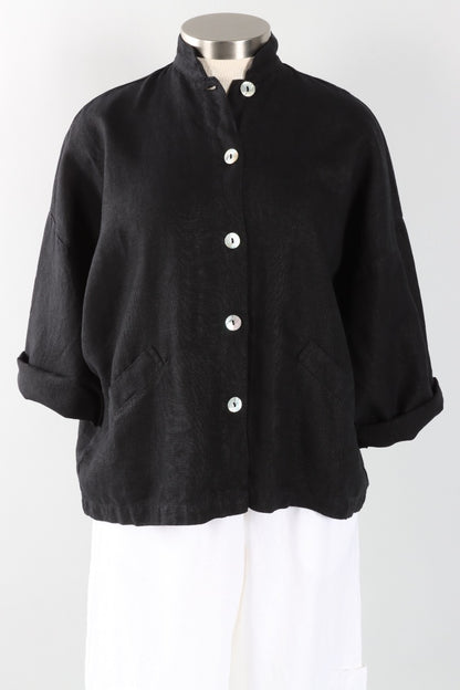Danuta Jacket - Black Heavy Linen
