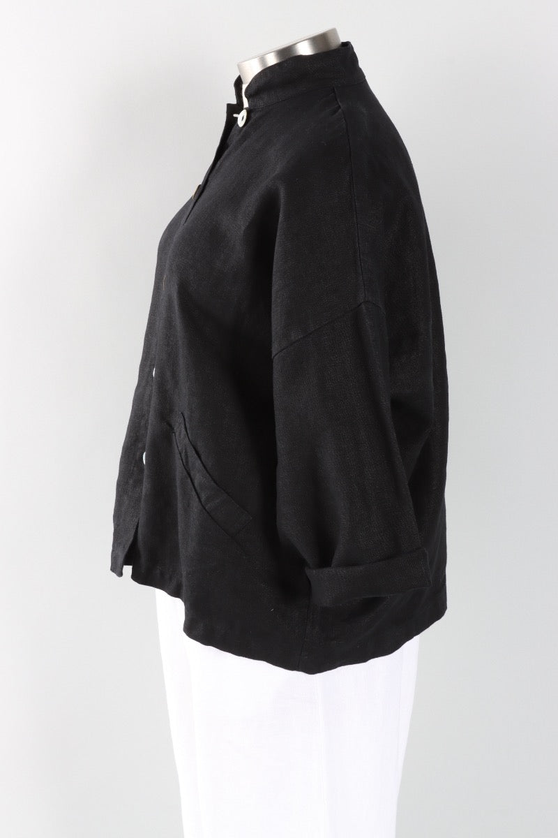 Danuta Jacket - Black Heavy Linen