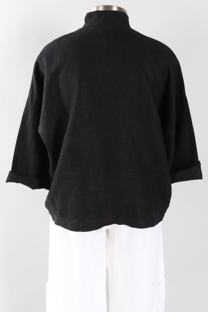 Danuta Jacket - Black Heavy Linen