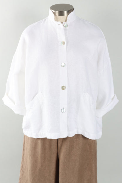Danuta Jacket - White Heavy Linen