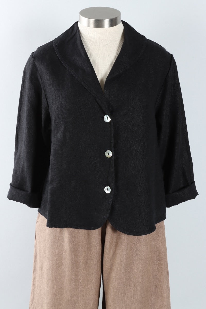 Sailor Jacket - Black Heavy linen