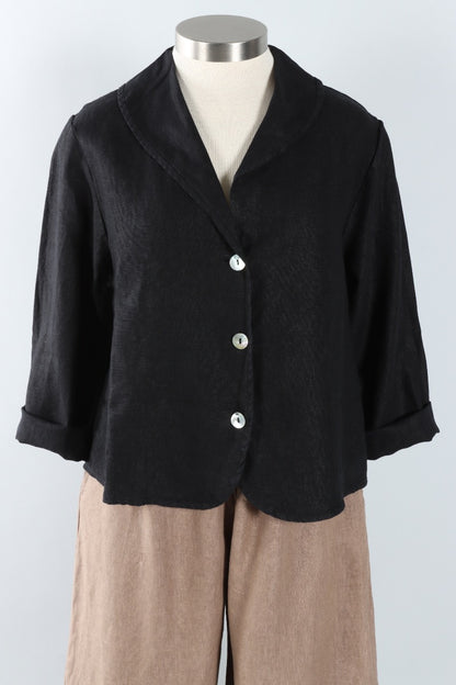 Sailor Jacket - Black Heavy linen