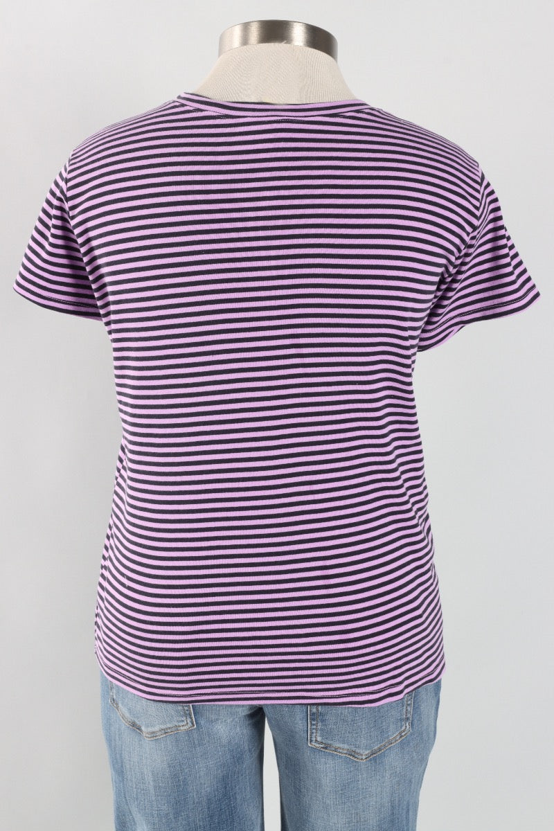 Fawbush's Only! Short Sleeve Stripe Crew - Tulip