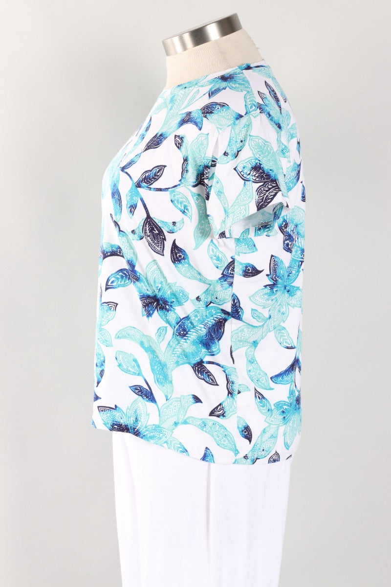 Short Sleeve Crew - White Island Floral Print