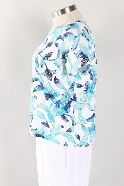 Short Sleeve Crew - White Island Floral Print
