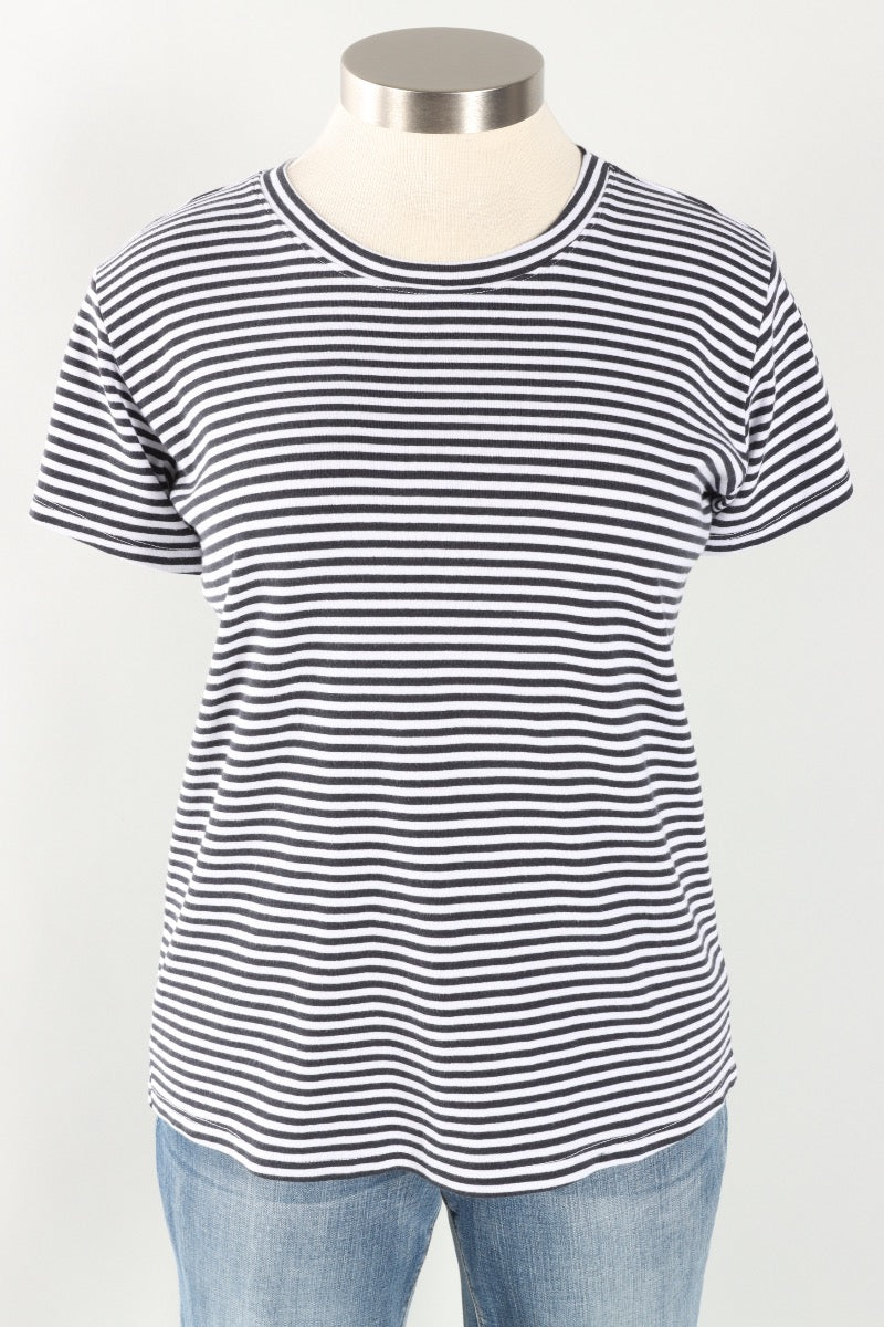 Fawbush's Only! Short Sleeve Stripe Crew Plus - White