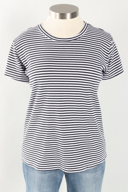 Fawbush's Only! Short Sleeve Stripe Crew Plus - White