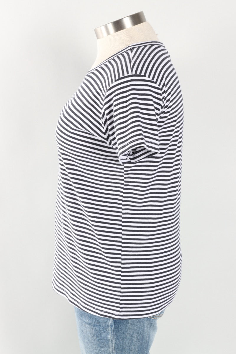Fawbush's Only! Short Sleeve Stripe Crew - White