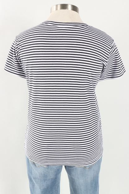 Fawbush's Only! Short Sleeve Stripe Crew Plus - White