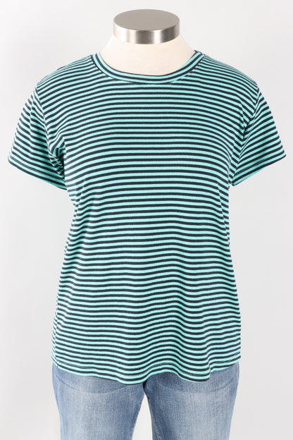 Fawbush's Only! Short Sleeve Stripe Crew - Azure