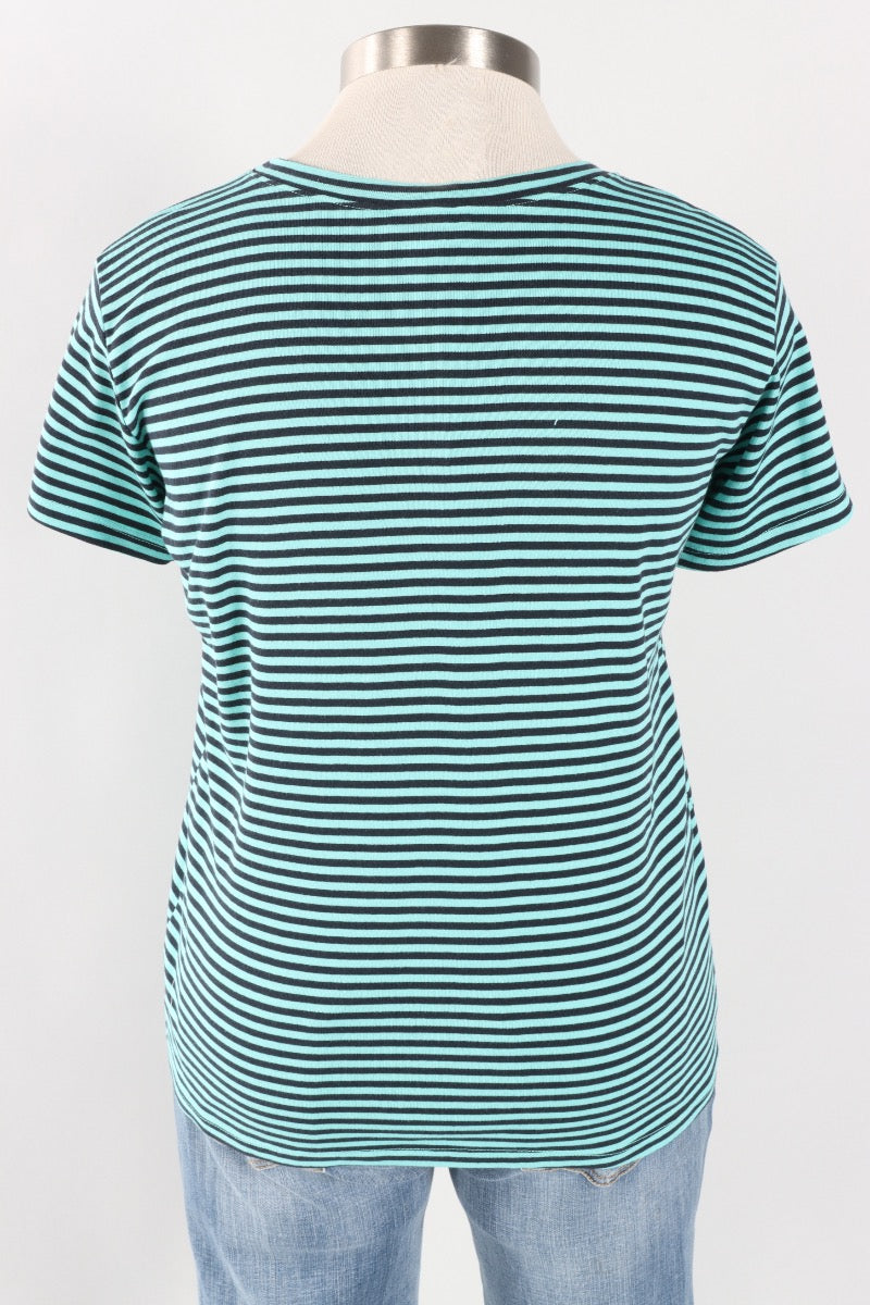 Fawbush's Only! Short Sleeve Stripe Crew - Azure