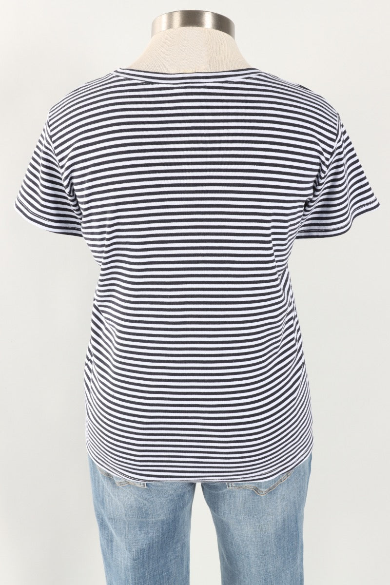 Fawbush's Only! Short Sleeve Stripe Crew Plus - Powder Blue