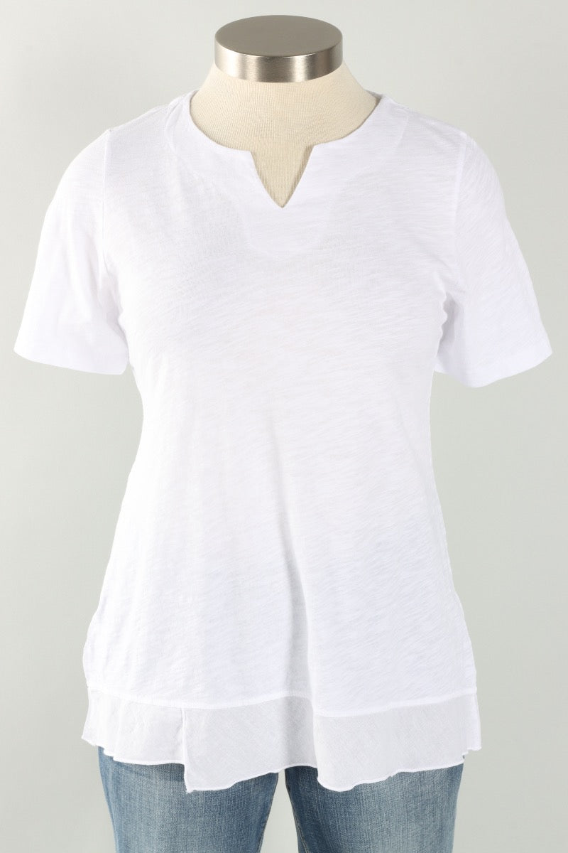Notch Neck Tee Plus - White