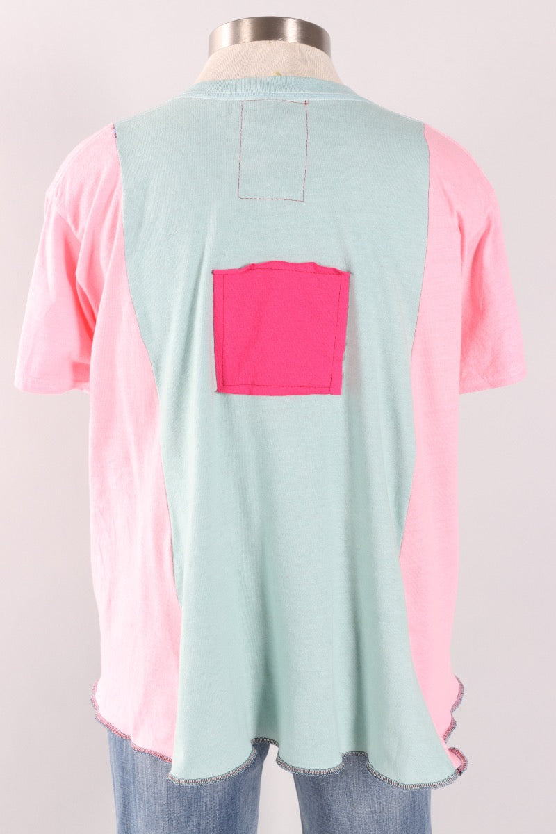 Oversized Heart Tee - Pink & Mint #1
