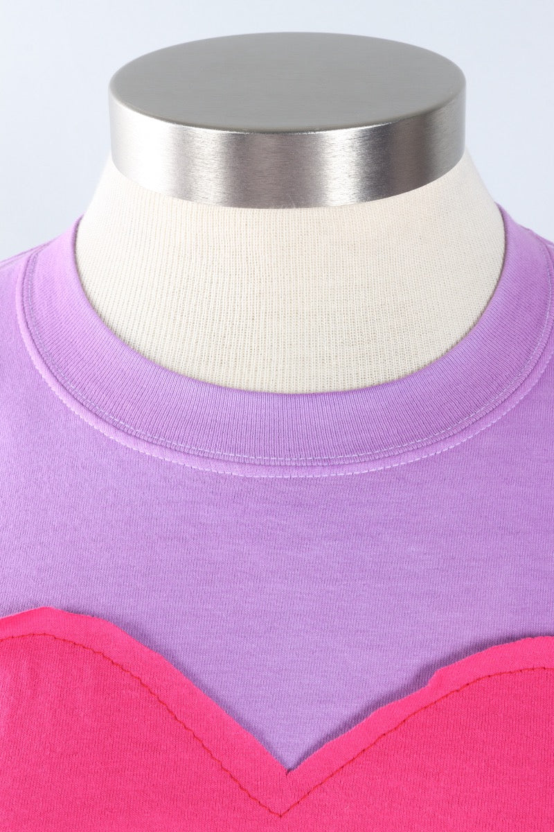 Oversized Heart Tee - Lime & Lavender #3