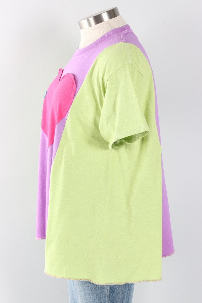 Oversized Heart Tee - Lime & Lavender #3