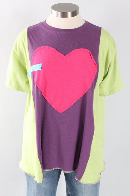 Oversized Heart Tee - Lime & Purple #4