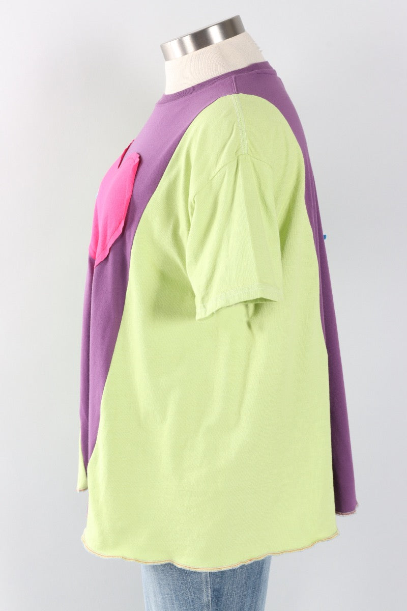 Oversized Heart Tee - Lime & Purple #4