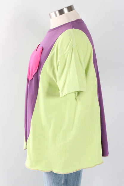 Oversized Heart Tee - Lime & Purple #4