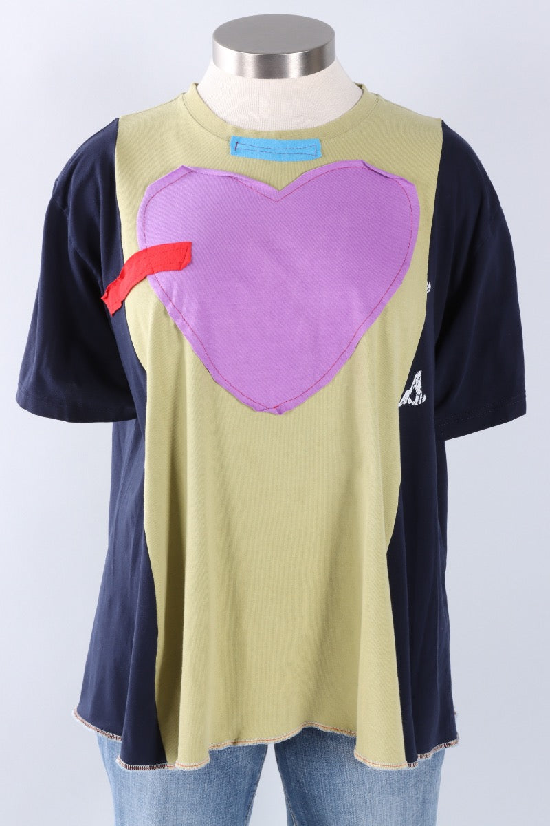 Oversized Heart Tee - Navy & Dijon #6