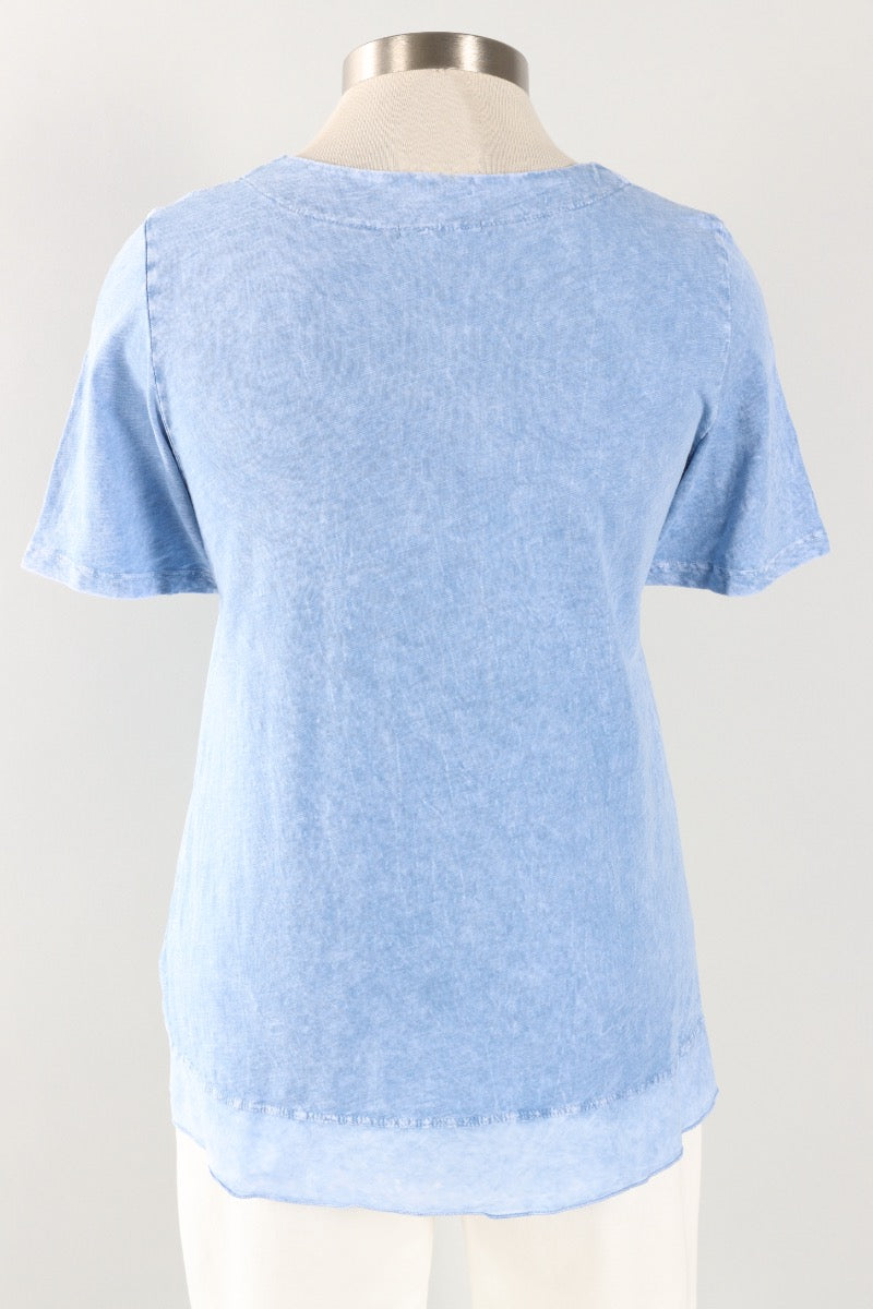 Notch Neck Tee Plus - Cornflower