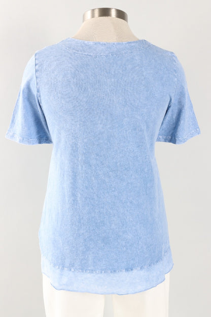 Notch Neck Tee - Cornflower