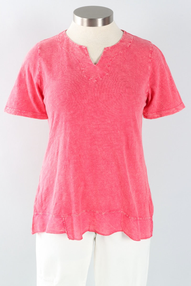 Notch Neck Tee Plus - Raspberry