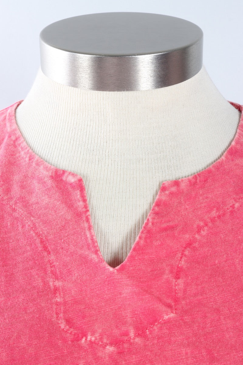 Notch Neck Tee - Raspberry