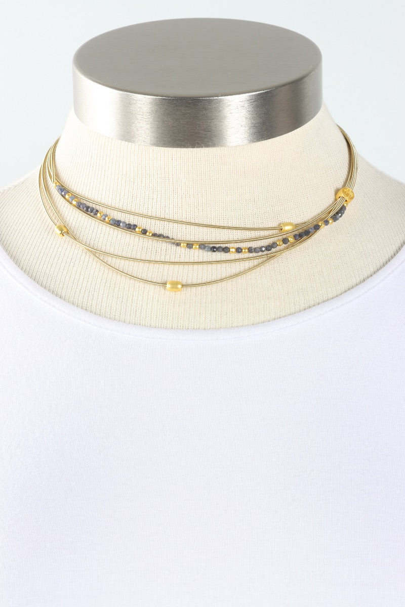 Multi Strand Beaded Necklace - Sapphire