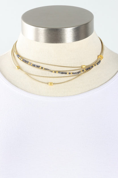 Multi Strand Beaded Necklace - Sapphire