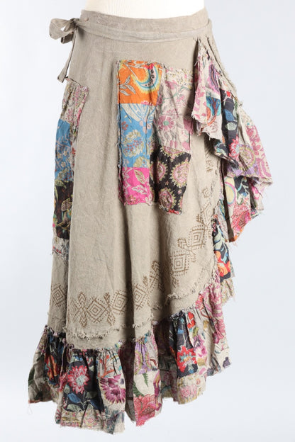 Wander Patch Wrap Skirt - Moss