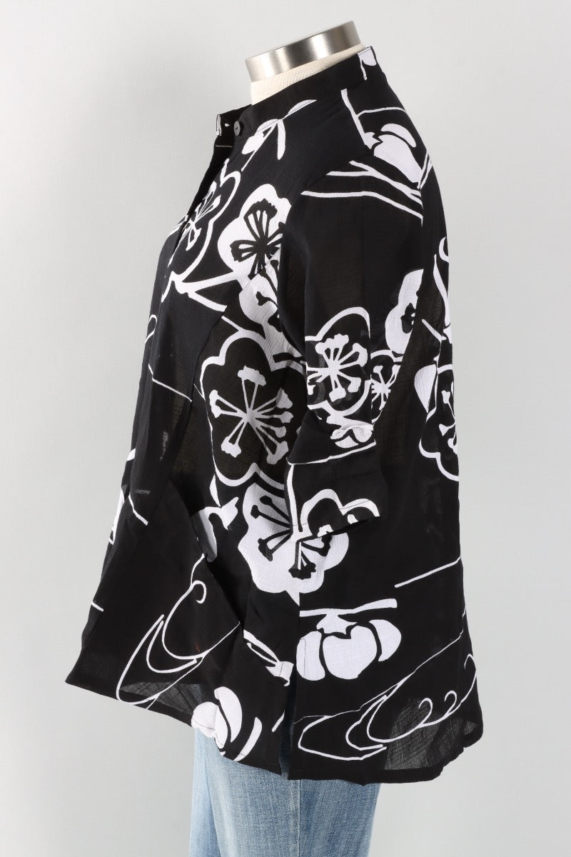 Side Pocket Jacket - Black Ume Print