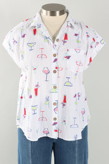 Short Sleeve Button Down - White