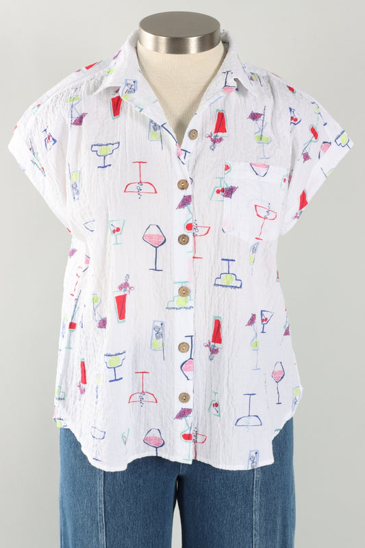 Short Sleeve Button Down - White