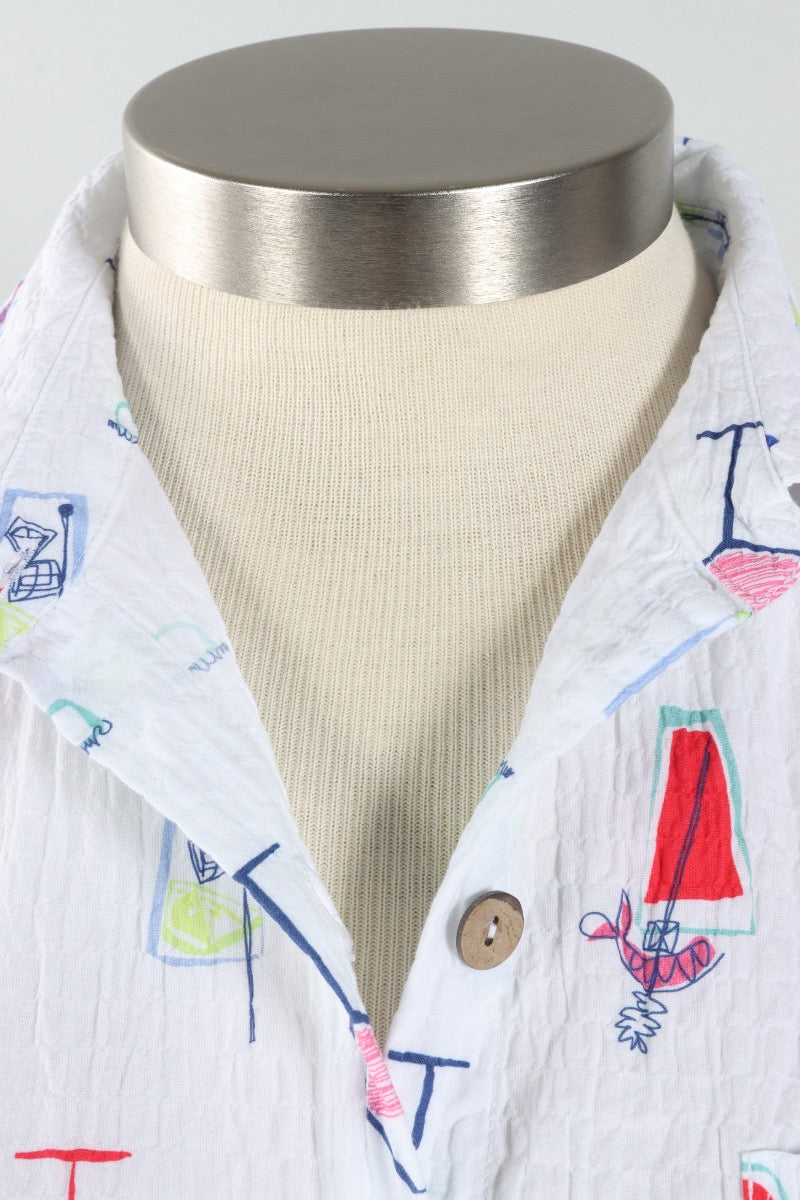 Short Sleeve Button Down - White