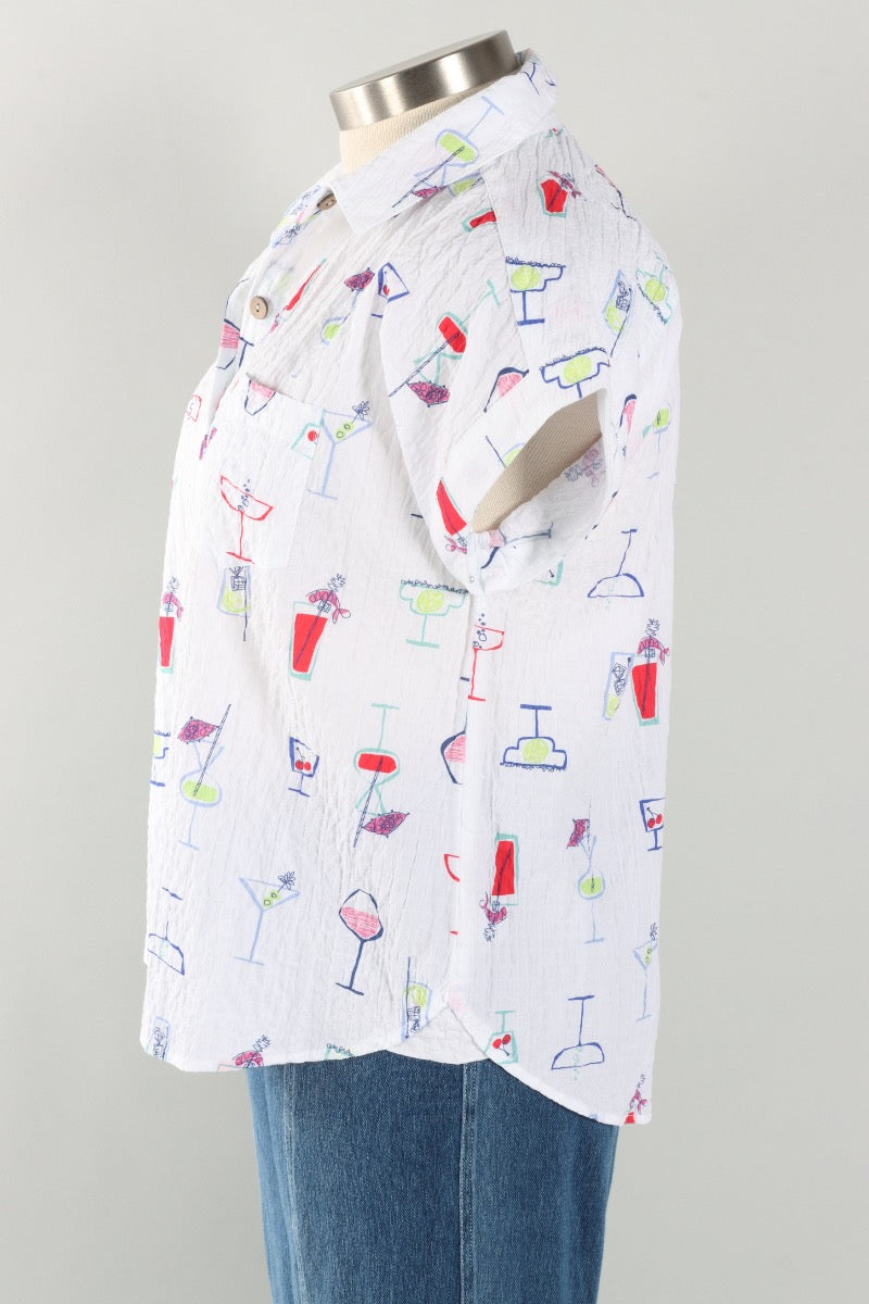 Short Sleeve Button Down - White