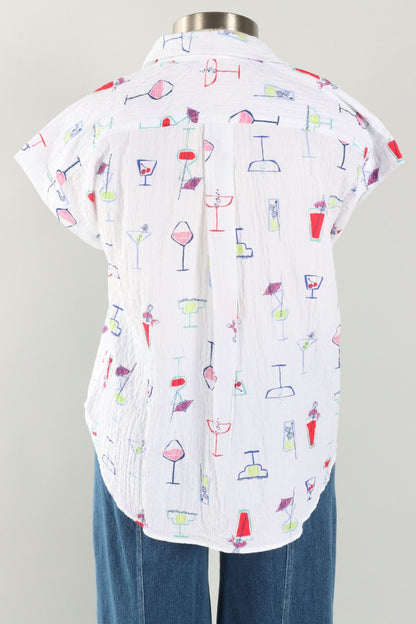 Short Sleeve Button Down - White
